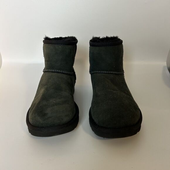 UGG Womens Classic Mini II Winter Boots Shearling Fur Booties Size 8 Black - Picture 5 of 14